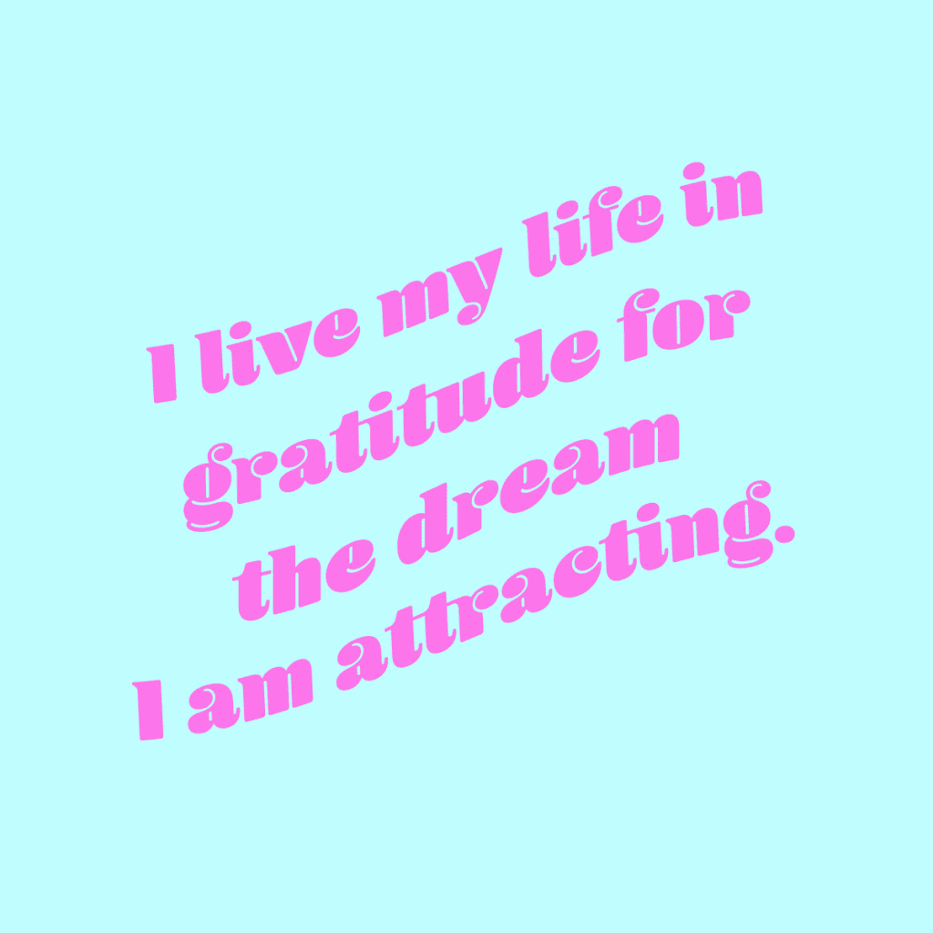 I live my life in gratitude for the dream I am attracting.