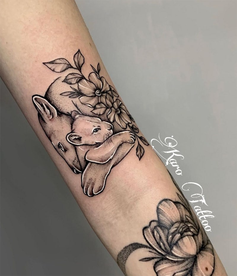 Mother and Baby Elephant Tattoo